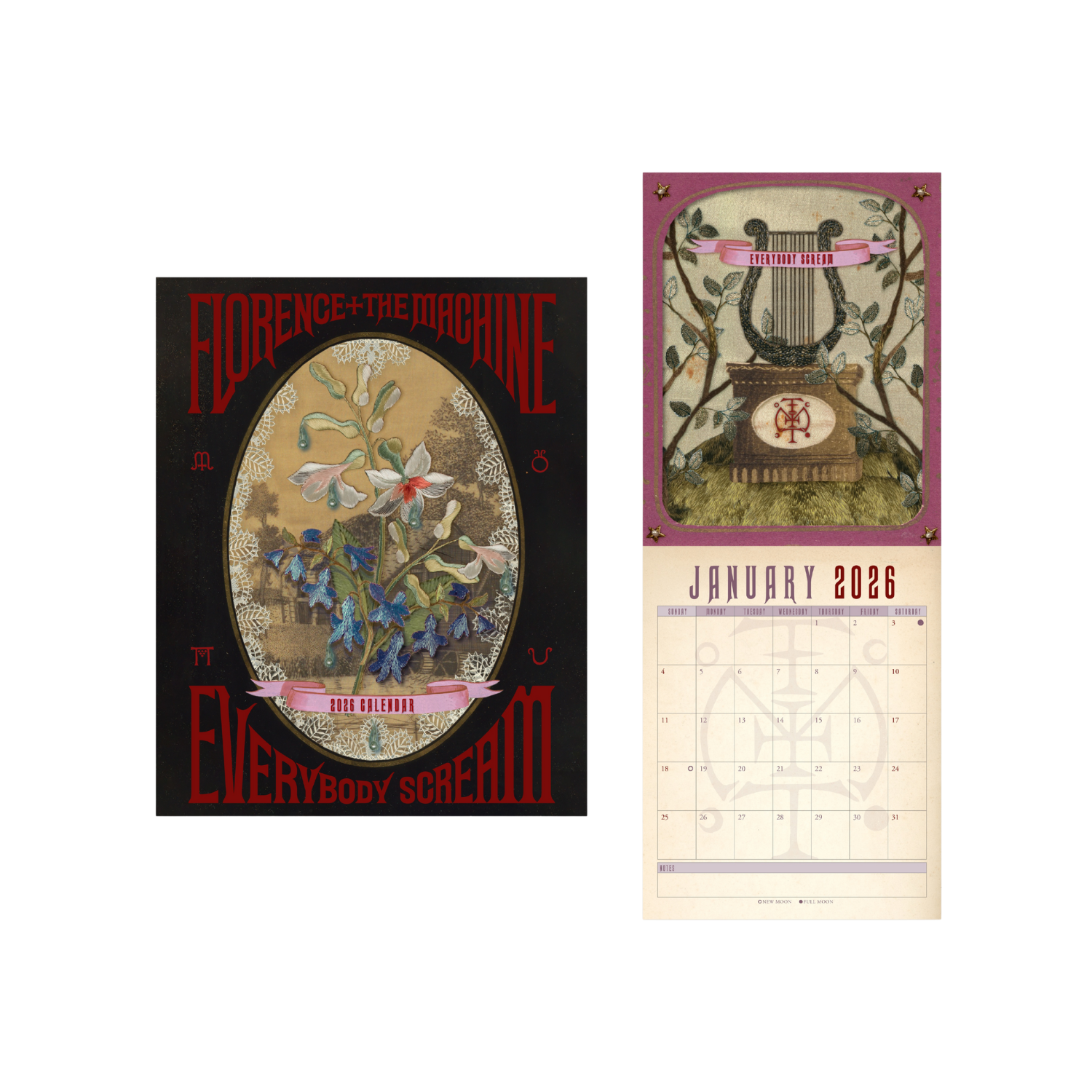 Florence + The Machine - Everybody Scream 2026 Calendar - Featuring 12 Special Artworks By Andrea Zanatelli